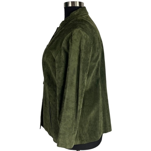 PENDLETON GREEN SUEDE LEATHER LIGHTWEIGHT BUTTON DOWN SHIRT JACKET SHACKET - Picture 5 of 13